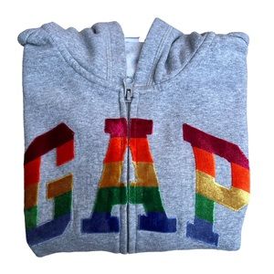 GAP Kids Arch Hoodie Gray w/ Rainbow GAP Logo Size XL